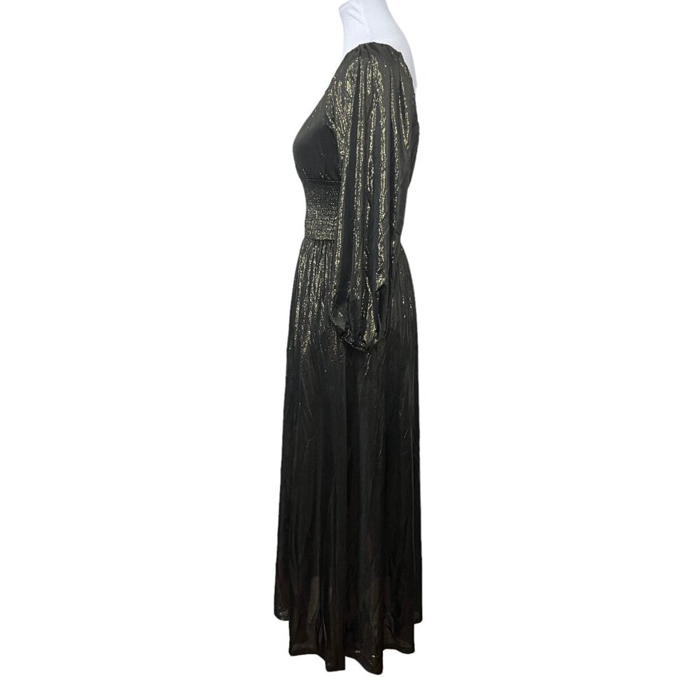 REVOLVE NSR‎ Metallic Midi Dress Womens XS Coquette Princess Royalcore Romantic - Picture 4 of 8